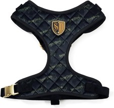 Quilted Velvet Deluxe Pet Harness With Logo Pattern And Gold-Tone Metal Hardware - $40.99