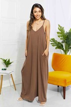 Zenana Full Size Beach Vibes Cami Maxi Dress in Mocha - £14.51 GBP