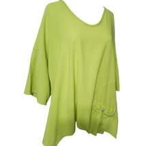 Oh My Gauze Lime Green One Size  Women&#39;s Pocket Blouse Lagenlook Bohemia... - £25.37 GBP