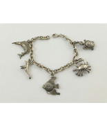 Nautical Beach Animal CHARMS BRACELET in Sterling Silver - 7 inches - FR... - $90.00