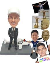 Personalized Bobblehead Man Standing Next To Airplane - Motor Vehicles Planes Pe - $174.00