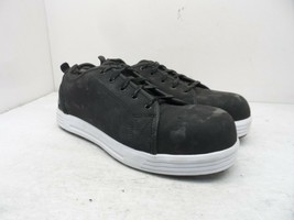 Skechers Men&#39;s Steel Toe Steel Plate Safety Skate Work Shoes Black Leather 9.5M - £46.27 GBP