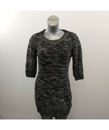 Candy Couture Women&#39;s 3/4 Sleeve Sweater Dress Size XL Black White Acrylic - $7.92