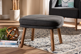 Quintus Dark Gray Fabric Upholstered Walnut Brown Ottoman - $103.00
