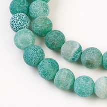 10 Dragon Vein Agate Gemstone Beads Striped Green Frosted Jewelry Supplies 8mm - £4.73 GBP