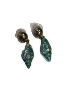 Tropicalcore Silver w/Blue Faux Conch Shell Earrings w/Rhinestones Stem ... - €5,89 EUR