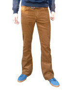 Mens RETRO BOOTCUT PANTS Flares Tan Brown Corduroy indie Hippy 60s Hippi... - $64.90