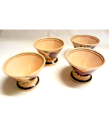 Vtg Wade Heath Set 4 Art Deco Harvest Ware Dessert Cups Purple Flower Fl... - $79.19