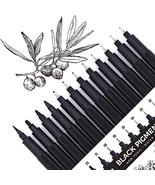 Micro Black Drawing Pens Art Fineliner Ink Pens,Set of 12 Technical Draw... - $20.75 CAD