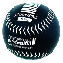 CHAMPRO Weighted Training Softballs - Leather Cover, Black , 12 oz. - $38.99
