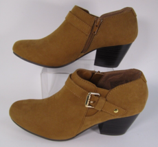 American Eagle Size 7 1/2 Light Brown Vegan Suede Ankle Boots Zip Block Heel NWT - $22.85