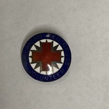 Vintage American Red Cross Volunteer Enamel Pin Navy Color With Silver T... - £9.25 GBP