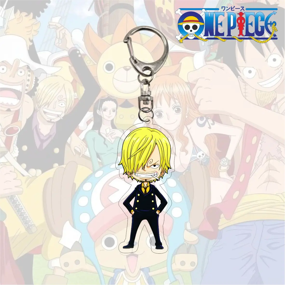 Play ClAic Anime One Piece Collectie Keychain Acrylic Key Holder Couple Keyring  - £23.15 GBP