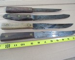 4 antique Butcher Knife lot 12.5&quot; Old Hickory primitive FORGED Carbon FA... - £62.92 GBP
