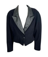 Vintage 80s Black Wool Short Coat Leather Trim Jacket size M Jonathan St... - $1,067.07 MXN