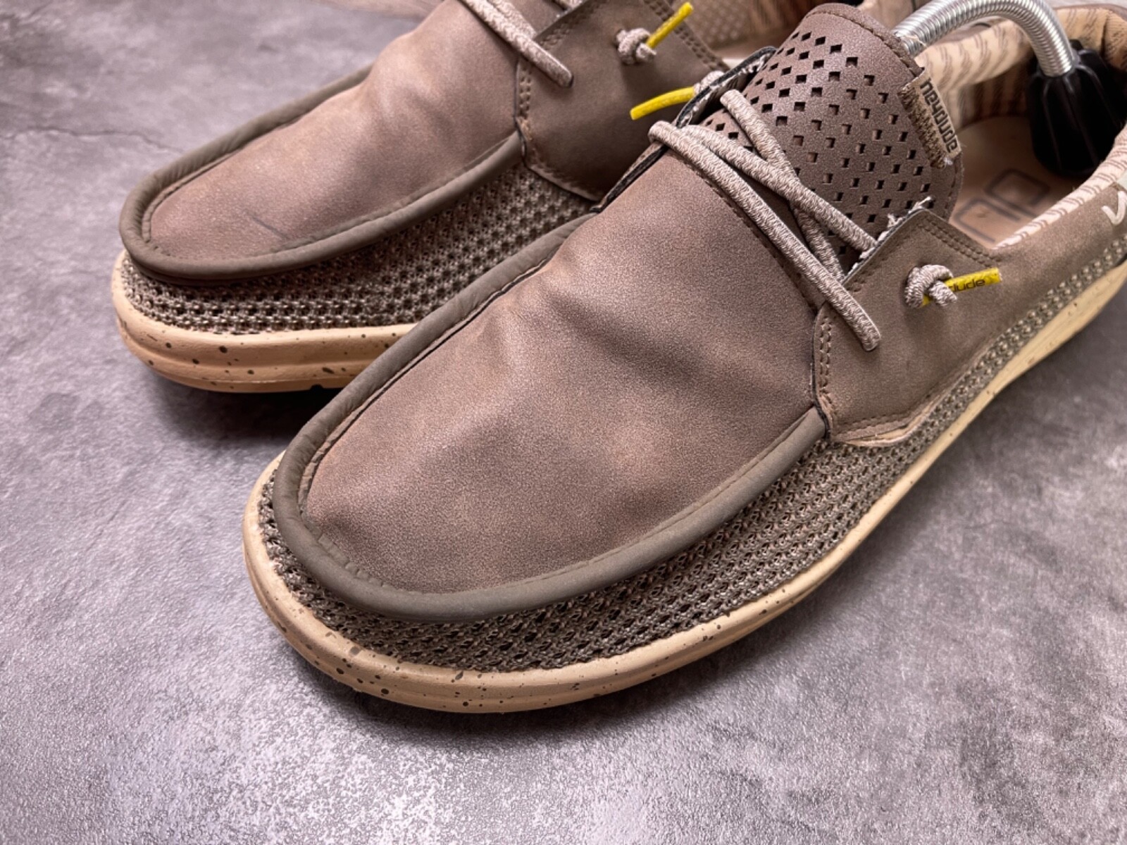 Hey Dude Loafers Men 12 M Welsh Shoes Brown Gray Canvas Slip On Casual Beach Item image 8