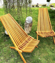 Outdoor Garden Yard Patio Wooden Acacia Wood Folding Lounge Chair Seat C... - £151.87 GBP