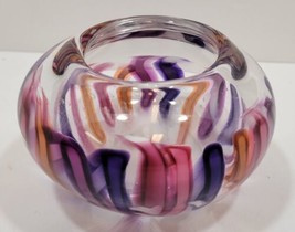 SIGNED NAGY 2 1/2&quot; Hand Blown Art Glass Multicolored Vase Beautiful  - £29.96 GBP