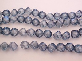 25 8 mm Czech Glass Diagonal Hole Cube Beads: Luster - Transparent Blue - £1.86 GBP