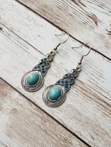 Stunning Turquoise Color &amp; Silver Tone Dangle Earrings - New - £11.98 GBP