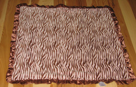 Vitamins Baby Girl Blanket Pink Brown Fleece Minky Zebra Animal Ruffle Satin - £23.40 GBP