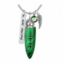 Malachite Crystal Cremation Jewelry Urn - Love Charms™ Option - £51.20 GBP