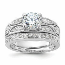 Silver  2-Piece CZ Wedding Set Ring QR1332 - $2,031.29 MXN