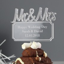 Personalised Mr &amp; Mrs Cake Topper Plaque Acrylic, Wedding Cake Topper, Cake Topp - £6.38 GBP
