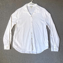 Orvis Shirt Womens Small White Linen Blend Roll Tab Sleeve Button Up Blouse - £12.89 GBP