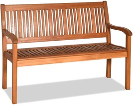 Tangkula Outdoor Wood Bench, Two Person Solid Wood Garden Bench, Natural - $181.99