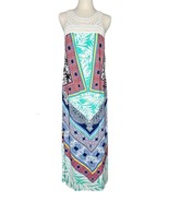NEW NY Collection Palm Leaf Tropical Print Crochet Trim Sleeveless Maxi ... - $28.70