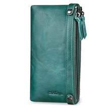   Leather Women Wallet Double Zippers Leather Wallets Long Clutch Coin Purse Poc - £37.72 GBP