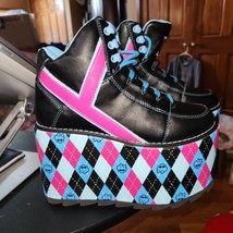 NEW Monster High Plaid platform sneakers size 6, Dolls Kill colaboration - $123.55