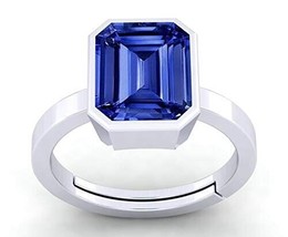 Blue Sapphire Mens Ring Sterling Silver 925 Handmade Blue Neelam Ring Elegant - £49.63 GBP