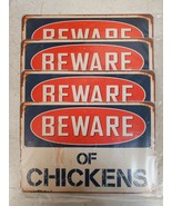 4 Qty Beware of Chickens Chic Rustic Retro Signs 8&quot;x12&quot; (4 Qty) - $89.13 CAD