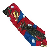 Vintage 90s Christian Dior Monsieur Golf Ball Clubs Championship Necktie... - $37.42