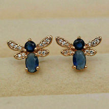 2.15 Ct Simulated Sapphire Honey-Bee Earrings Gold Plated 925 Silver - £71.59 GBP
