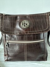 Relic By Fossil Brown Faux Leather Crocodile Purse Messenger Bag Crossbody - £14.55 GBP