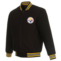 NFL Pittsburgh Steelers JH Design Wool Reversible Jacket Black 2 Front Logos  - £109.83 GBP