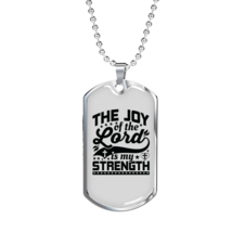 Joy Of Lord Black Christian Necklace Stainless Steel or 18k Gold Dog Tag 24" Ch - £37.84 GBP+