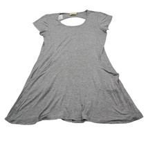 Enough About Me Dress Womens S Gray A Line Short Sleeve Round Neck Mini - $18.69