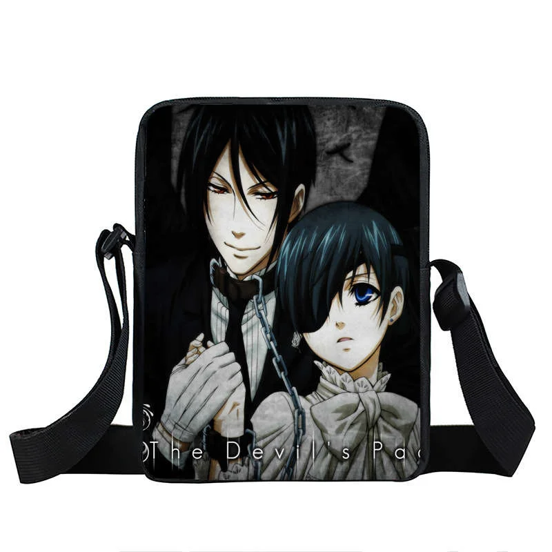 Anime Black Butler Messenger Bag Kuroshitsuji Ciel Sebastian Handbag Black Butle - £50.78 GBP