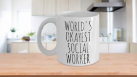 Worlds Okayest Social Worker Mug Funny Most Okay Okest Minimalist Design Joke - £15.27 GBP