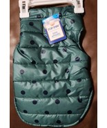 Top-Paw Dog Puffer Jacket Size Large Green with Polka Dots New w/tag - $185.66 MXN