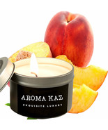 Apricot Peaches Scented Tin Candles Hand Poured Vegan Friendly Eco Soy Wax - $20.51 CAD+