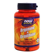 NOW Foods L-Arginine and Ornithine 500/250 mg, 100 Capsules - £12.57 GBP