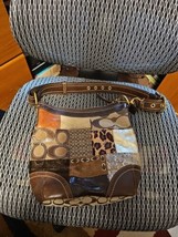Coach Signature Patchwork Crossbody Leather Bag - Brown With Gold Hardware - $76.58