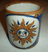 Vintage Sun Face Designed Handmade &amp; HandPainted Tonala Pottery Collectible Cera - £23.62 GBP