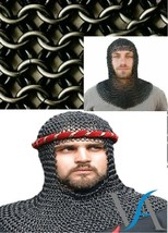 Chainmail Coif Knight Chain Mail Hood Medieval Chain-Mail Clothing Armor... - $75.09
