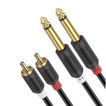J&amp;D Dual 1/4 inch TS to Dual RCA Stereo Audio Interconnect Cable, Gold P... - £21.86 GBP